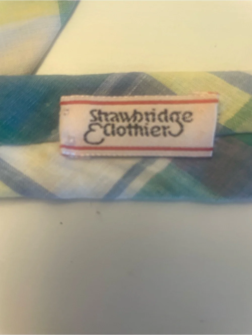 Rooster Madras Tie  Pastels Blue Pink White   Strawbridge & Clothier  Vintage